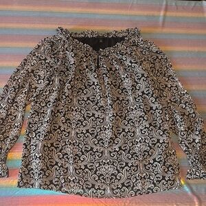 Talbots Black and White Patterned Blouse